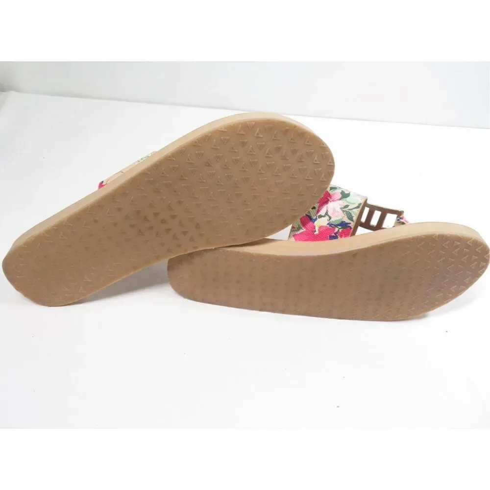 Aldo Daliah Floral Sandal Flip Flop Blush Brown Gold Size Women 10 Rare